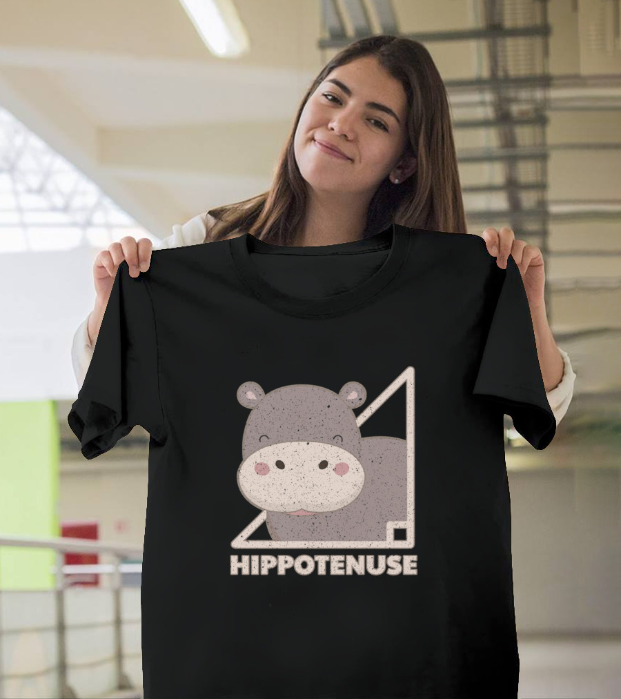 Funny Hippo Hippotenuse Vintage Animal Lovers Math Humor T-Shirt