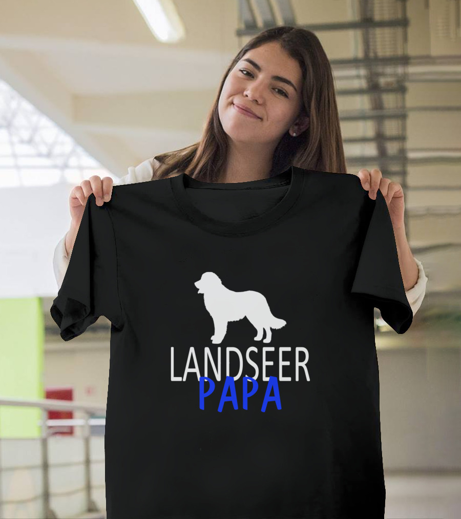 Landseer Papa Dog Dads Funny Birthday T-Shirt