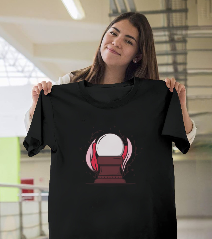 Mysterious Red Crystal Ball with Leaves and Stars T-Shirt