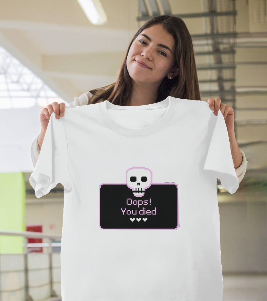Oops You Died Skull Pixel T-Shirt