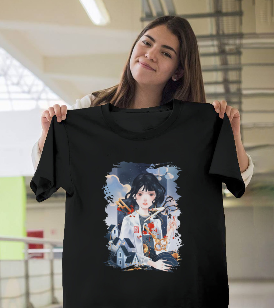 Bloodstained Keys in Dreamscape with the Bloody Lady and Night Sky Houses T-Shirt