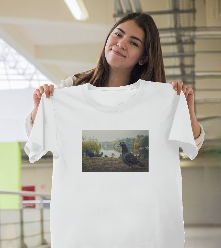 Dove in Serene Lakefront Setting Closeup T-Shirt