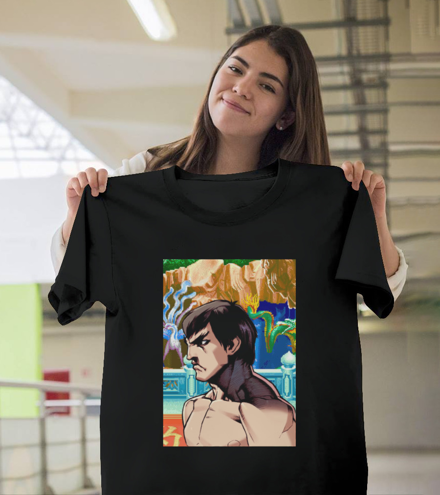 Fei Long Street Fighter Character Art Forest Background T-Shirt