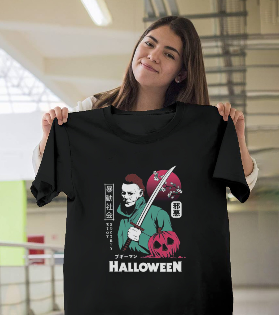 Halloween Michael Myers Riot Society Sakura Pumpkin T-Shirt
