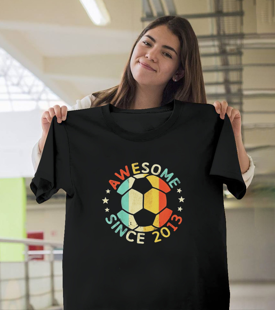 Awesome Since 2013 Soccer Ball Stars Kids Birthday T-Shirt