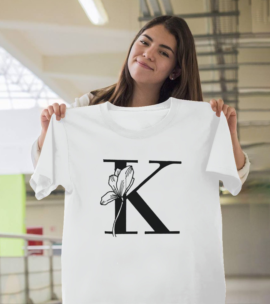 K Floral Initial Rose T-Shirt