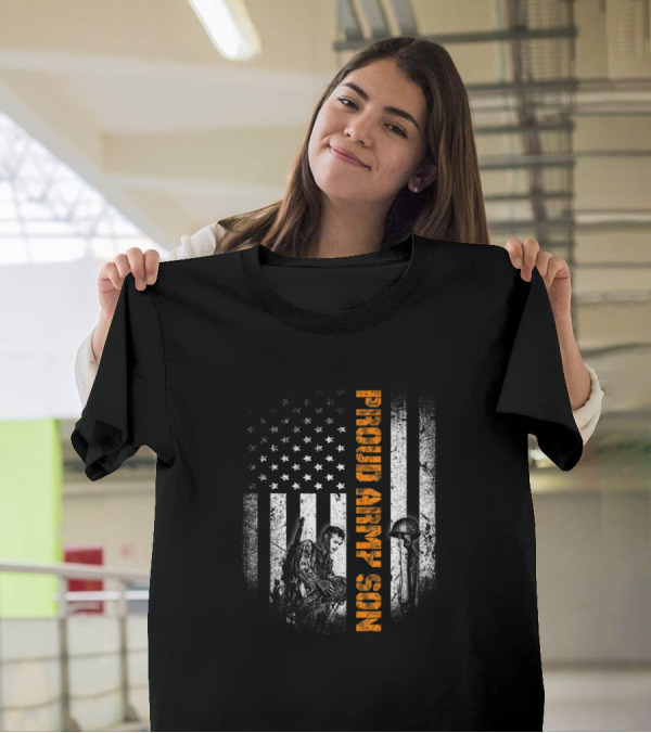 Proud Army Son American Flag Heroes Memorial T-Shirt