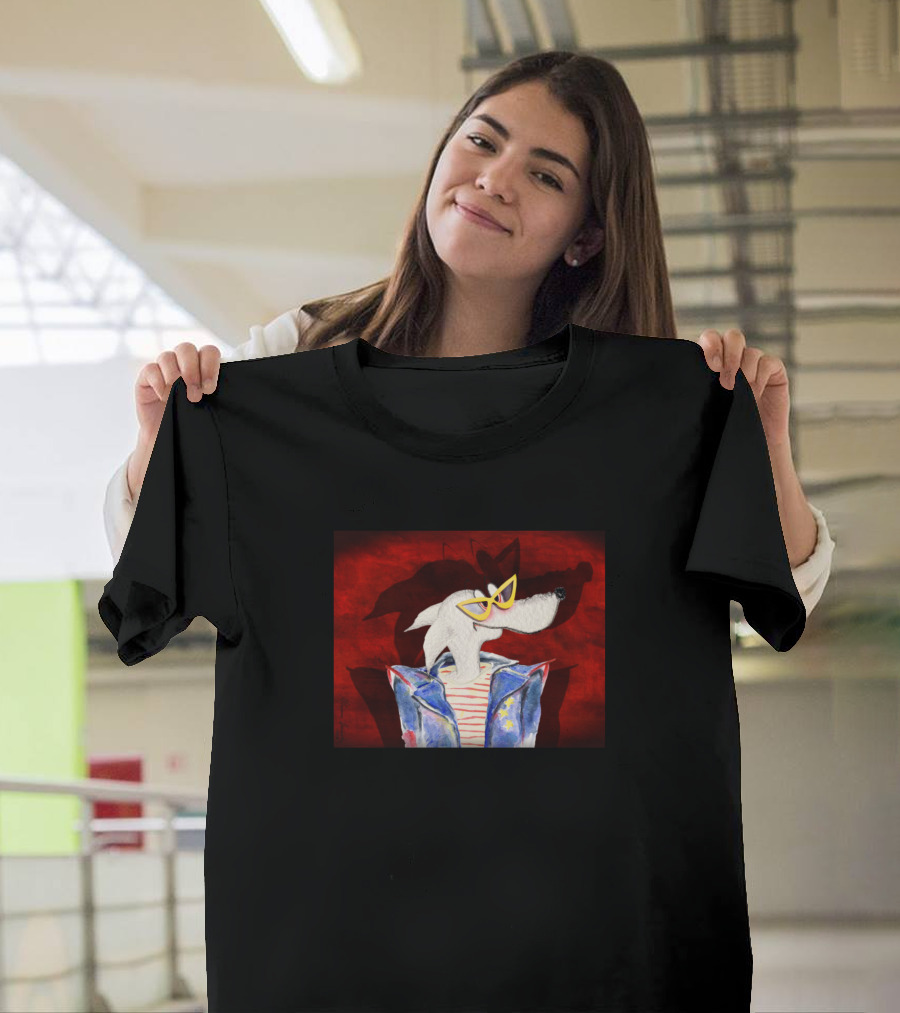Retro Hipster Wolf with Yellow Glasses T-Shirt