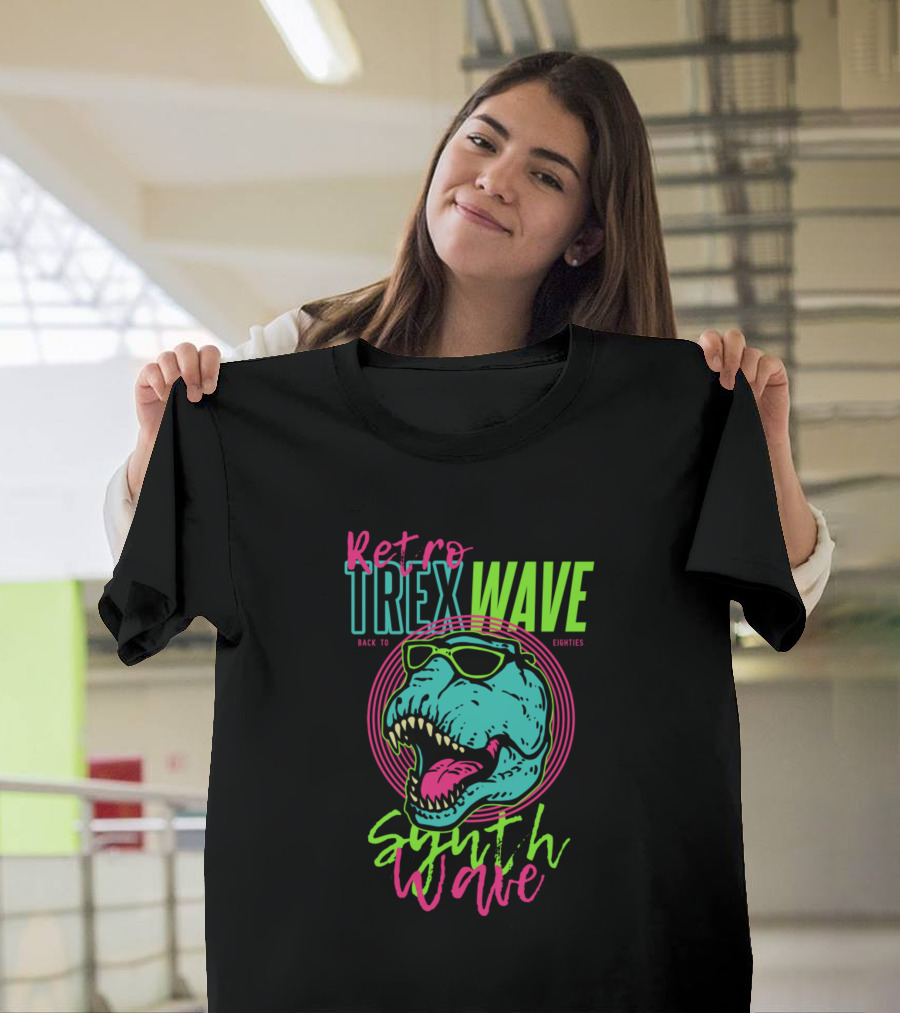 Retro T-Rex Wave Back to Eighties Synth Wave T-Shirt