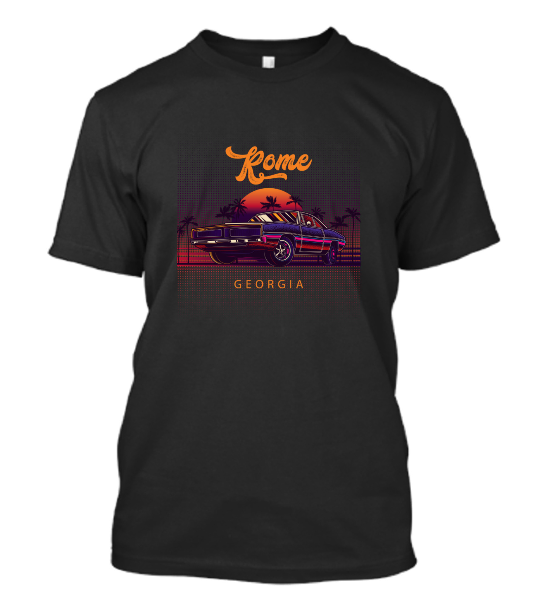 Rome Georgia Vintage Muscle Cars Retro Sunset Palm Trees T-Shirt