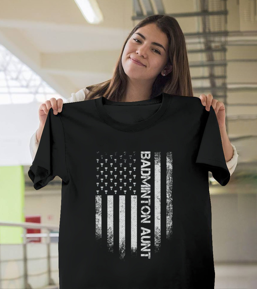 Vintage USA American Flag Badminton Aunt T-Shirt