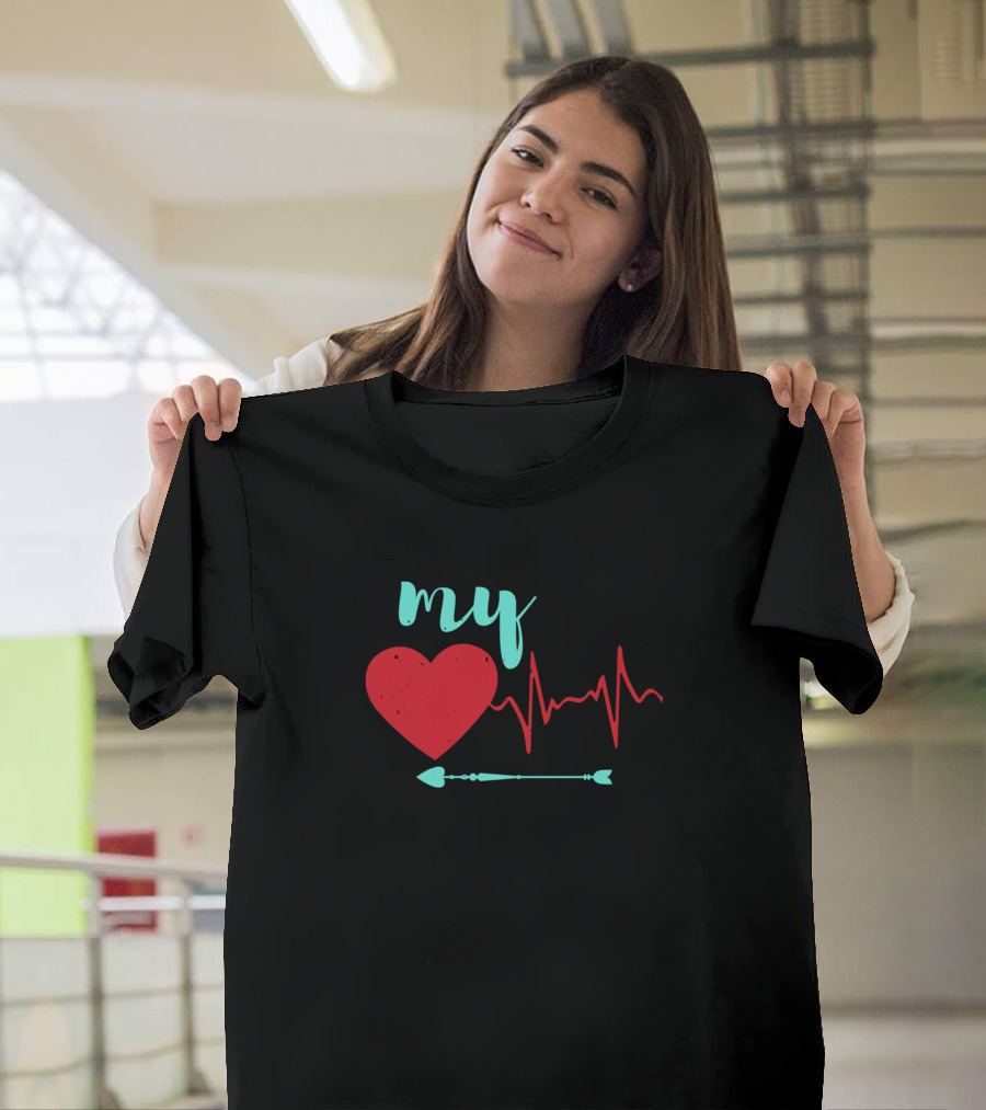 My Heart Beats Arrow EKG T-Shirt