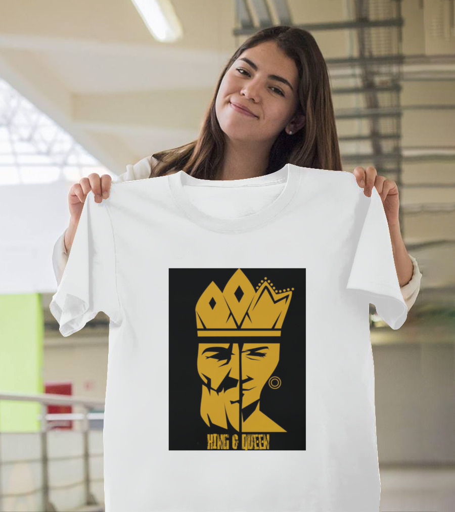 King and Queen Royal Faces Split Crown T-Shirt