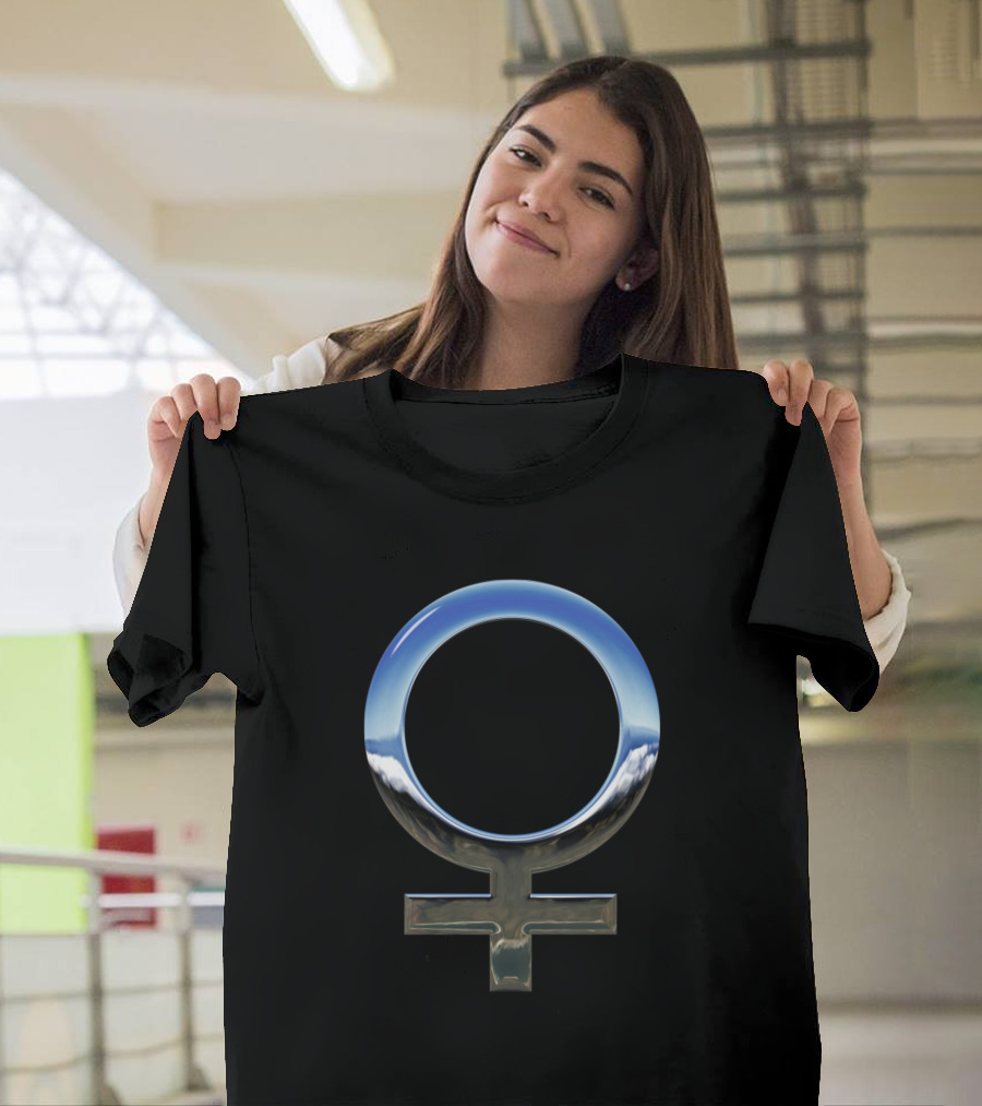 Female Gender Symbol Metallic Chrome Gloss Shine T-Shirt