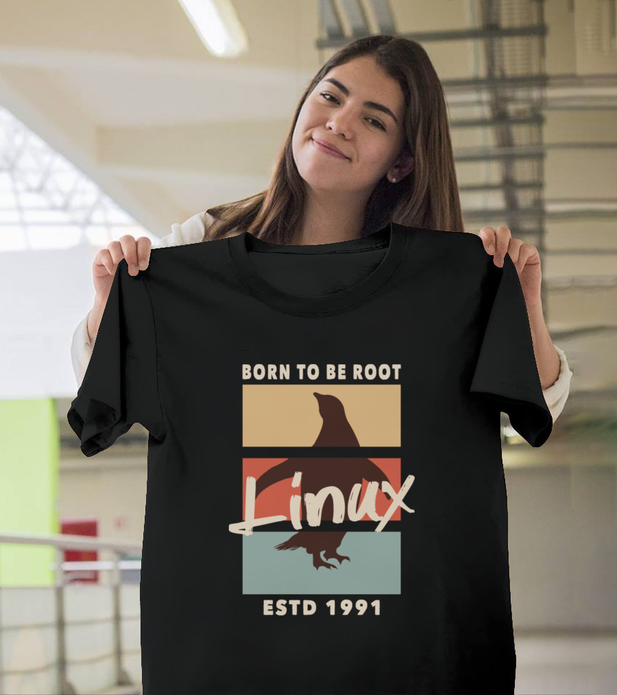 Born To Be Root Linux ESTD 1991 Retro Penguin T-Shirt