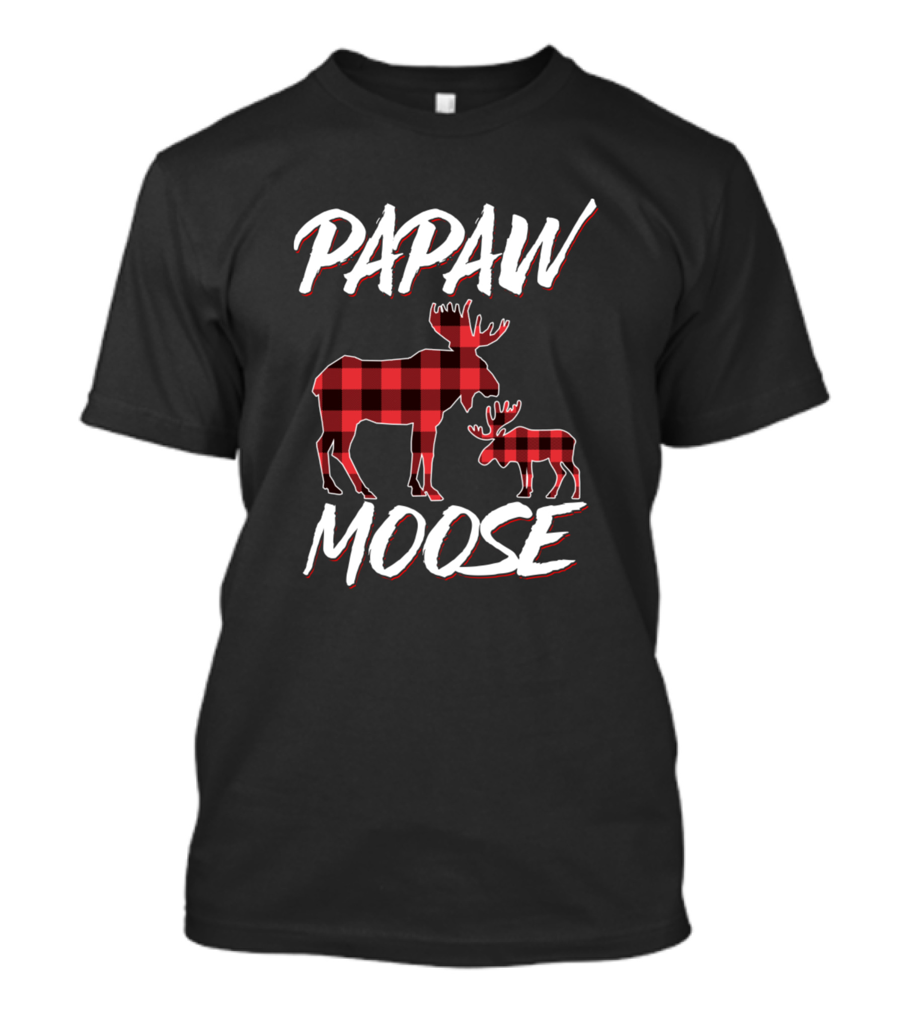 Papaw Moose Red Plaid Matching Family Christmas T-Shirt