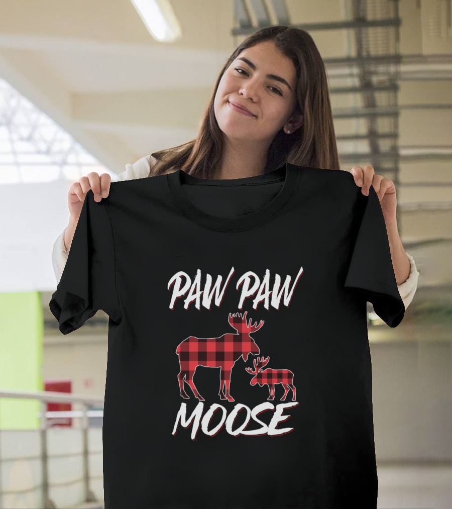 Paw Paw Moose Red Plaid Matching Family Christmas T-Shirt
