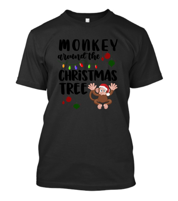 Monkey Around The Christmas Tree Lights T-Shirt