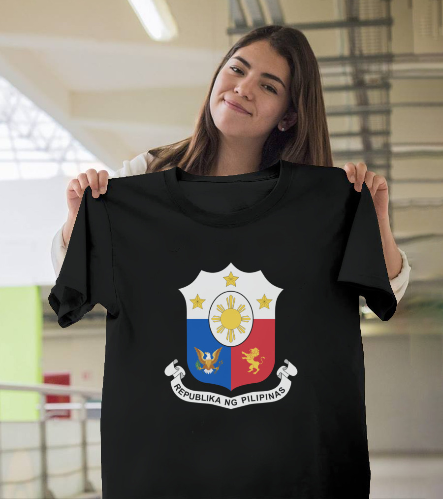 Republika Ng Pilipinas Coat Of Arms Eagle Lion Sun Stars T-Shirt