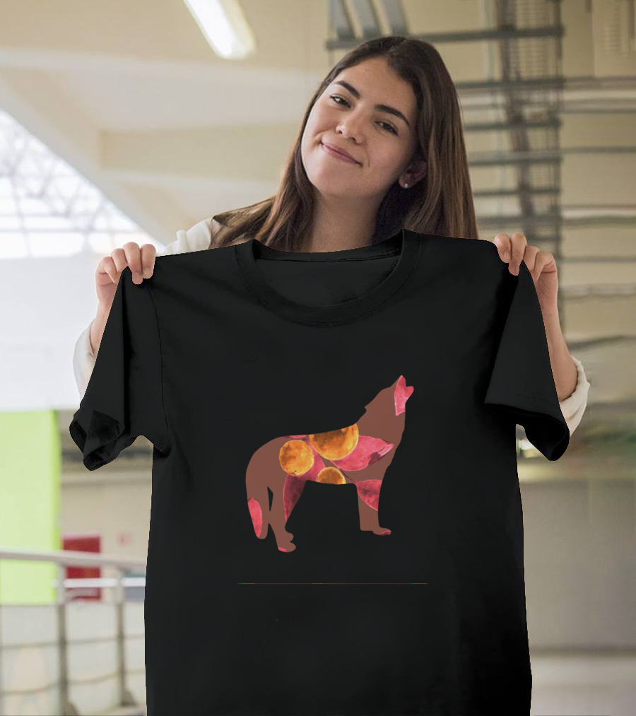 Wolf Dog Animal 585 Moon Phases T-Shirt