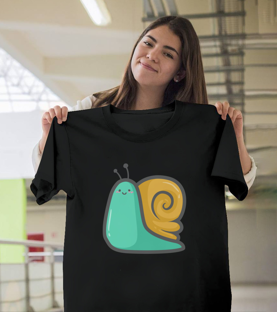 Cute Snail with Happy Expression and Yellow Swirl Shell T-Shirt
