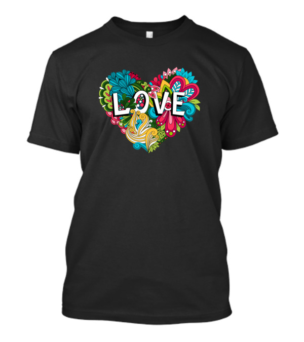 Colorful Heart Love Flower T-Shirt