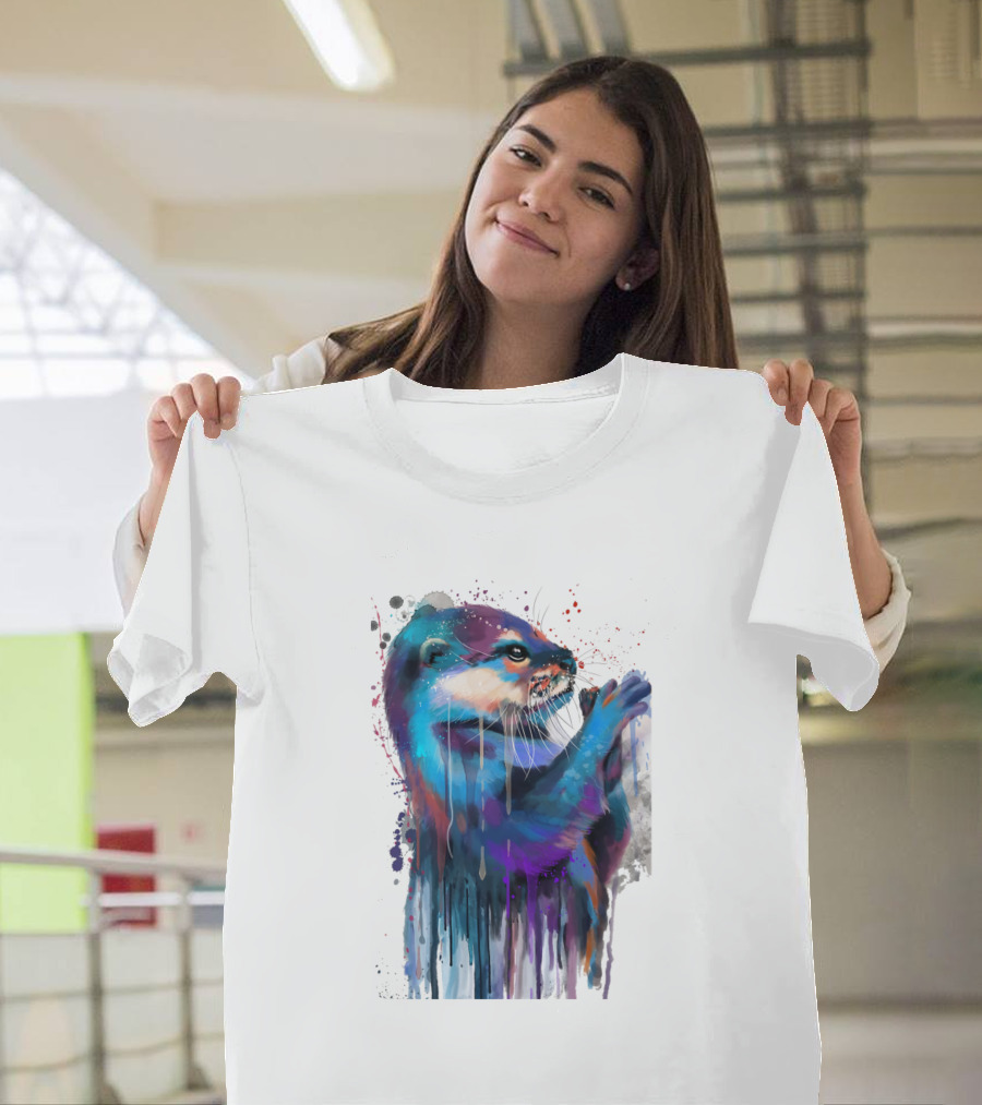 Otter Lover Watercolor Drip T-Shirt
