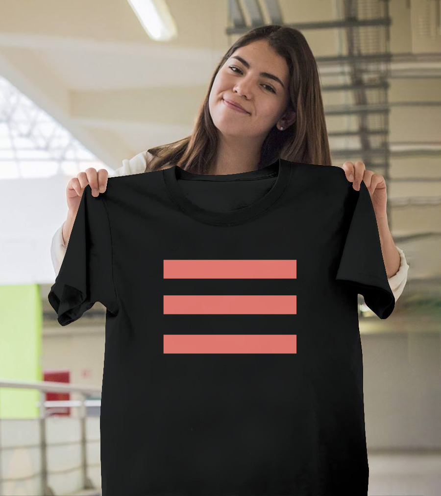 Pink And Three Horizontal Lines Minimalist T-Shirt