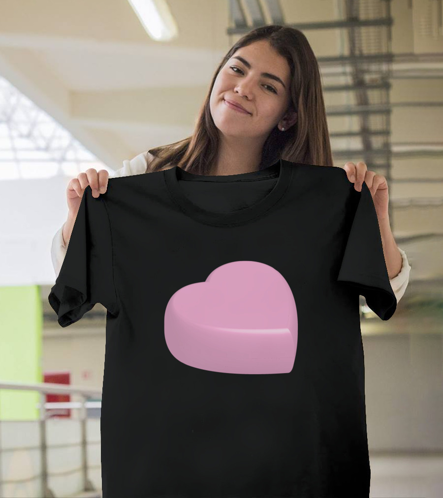 3D Pink Heart Shape T-Shirt
