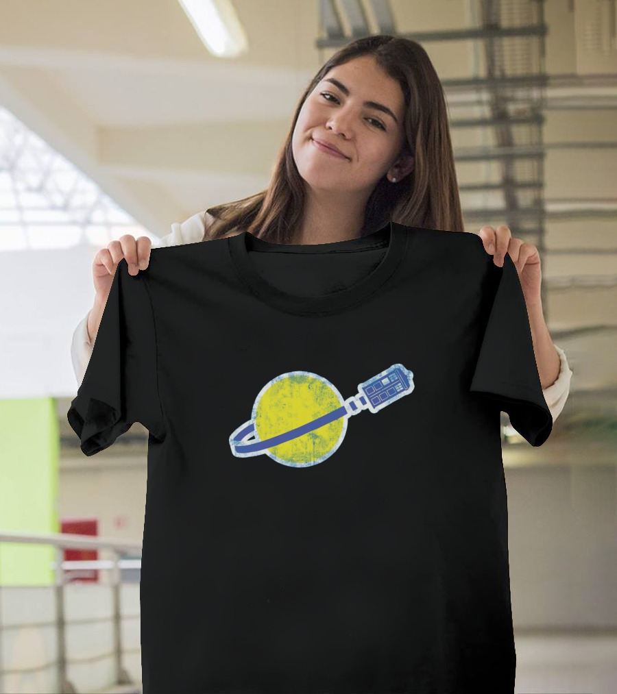 Benny Who TARDIS Orbiting Yellow Planet T-Shirt