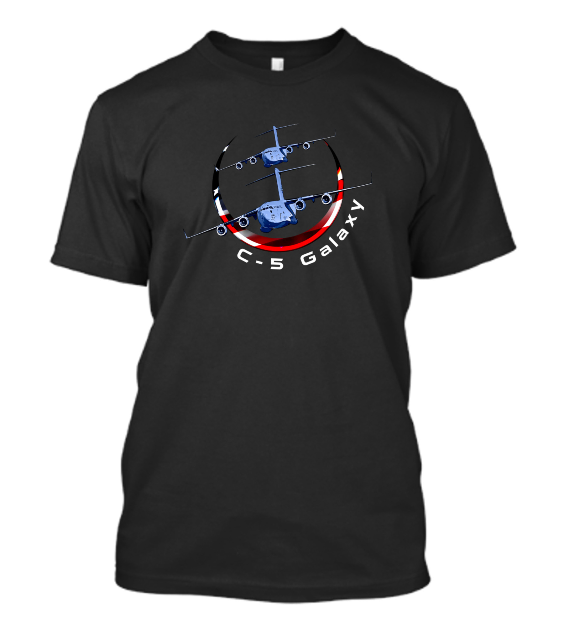C-5 Galaxy Aircraft With Red White Black Circle T-Shirt