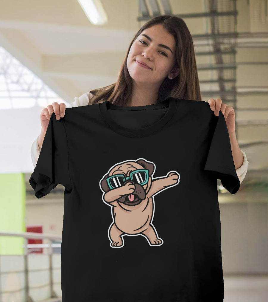 Cool Fawn Pug Dabbing with Sunglasses T-Shirt