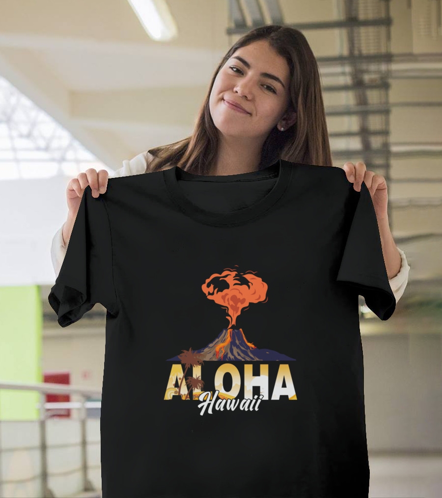 Aloha Hawaii Tropical Volcano and Cool Vibes T-Shirt