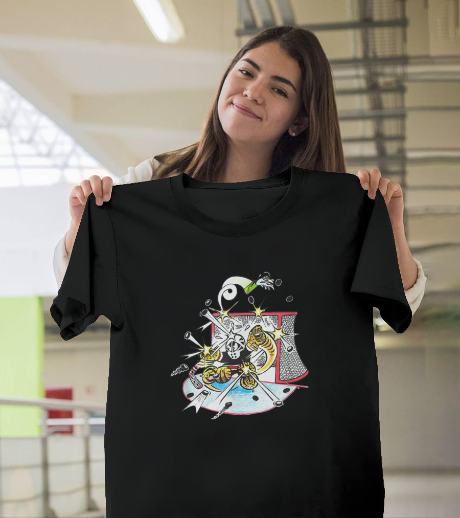 Ice Hockey Goalie Small Saves Wall Funny Sport T-Shirt