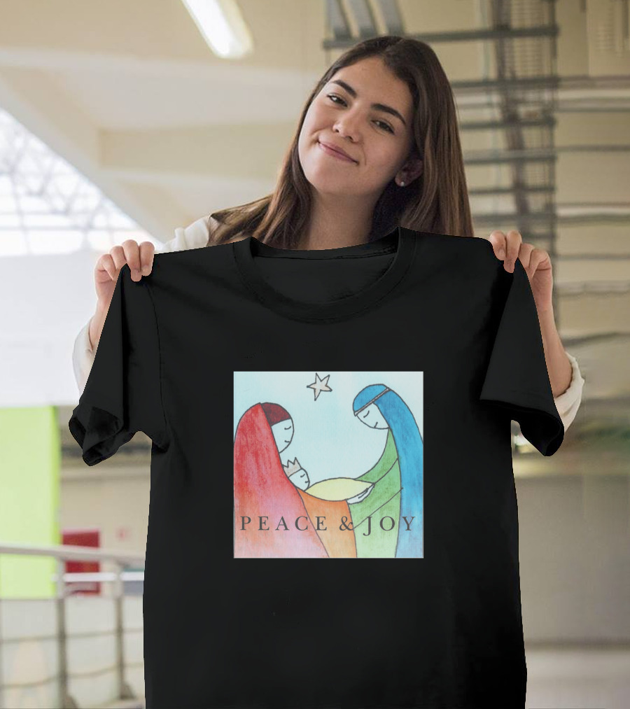 Peace And Joy Nativity Scene with Star T-Shirt
