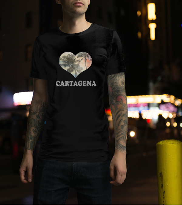 Cartagena Heart Palm Tree Vacation Souvenir T-Shirt
