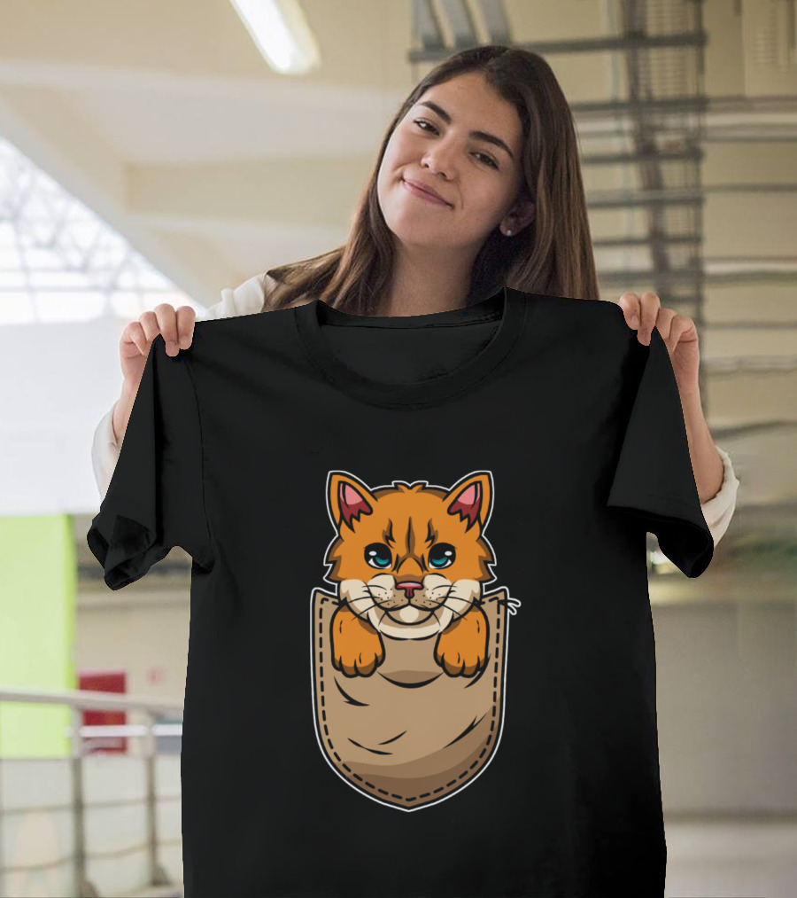 Funny Cat in Pocket Cute Cat Animal T-Shirt