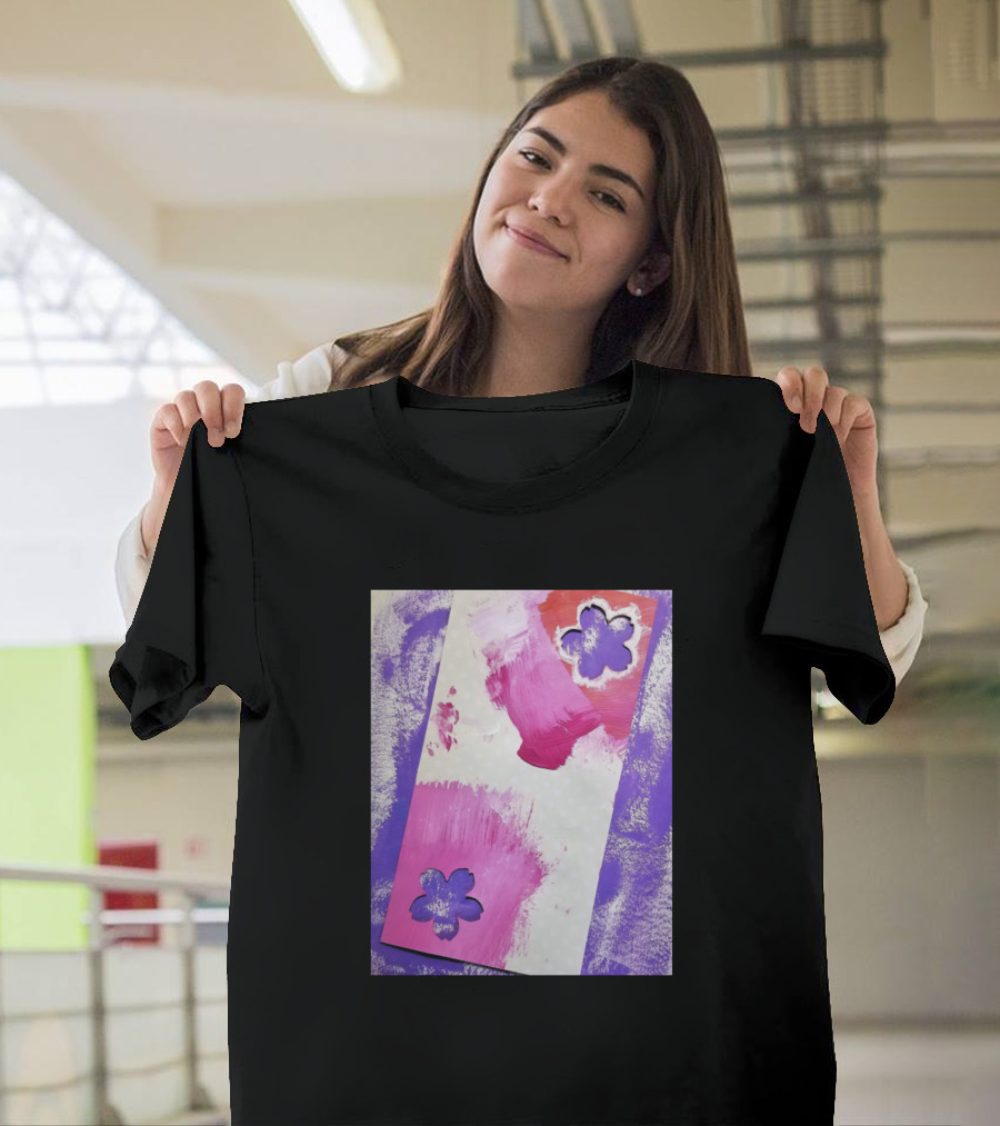 Strange Sakura Cherry Blossom Paint Art Abstract Purple Pink Flower Cutouts T-Shirt