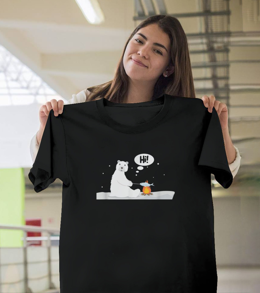 Polar Bear Saying Hi Antarctic Arctic Lover T-Shirt