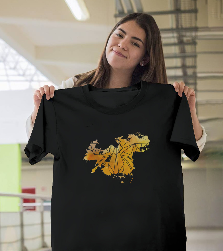 Geometric Bee Orange Watercolor Splash T-Shirt