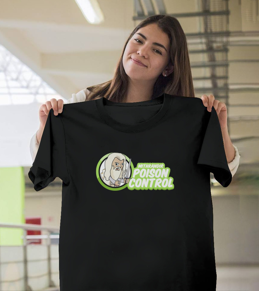 Mithrandir Poison Control Cartoon Wizard Character in Green Circle T-Shirt