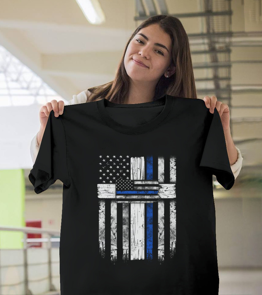Police Officer Pennsylvania Thin Blue Line American Flag T-Shirt