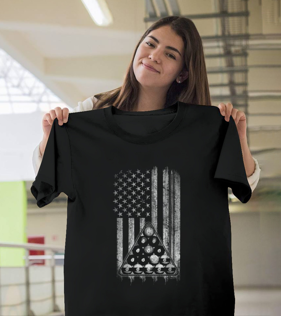 American Flag Billiards Rack T-Shirt