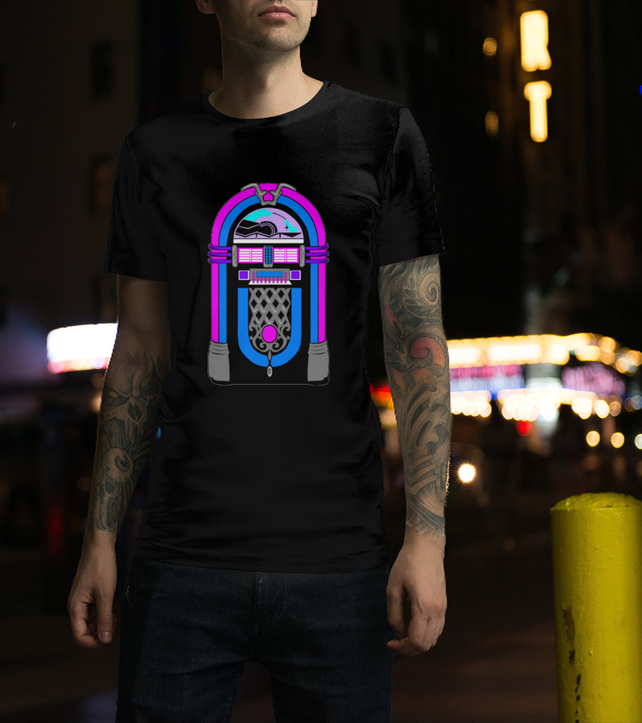 Retro Jukebox Neon Vibes Classic Music T-Shirt