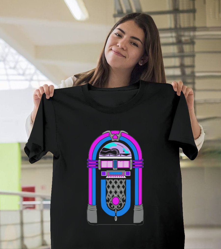 Retro Jukebox Neon Vibes Classic Music T-Shirt