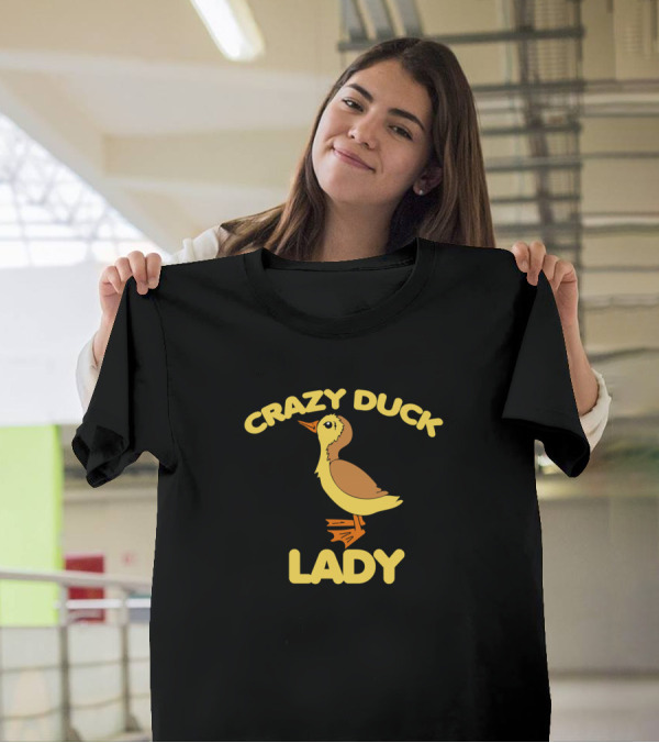 Crazy Duck Lady Animal Dark Hoose T-Shirt