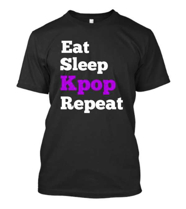Eat Sleep Kpop Repeat Black And Purple Text T-Shirt
