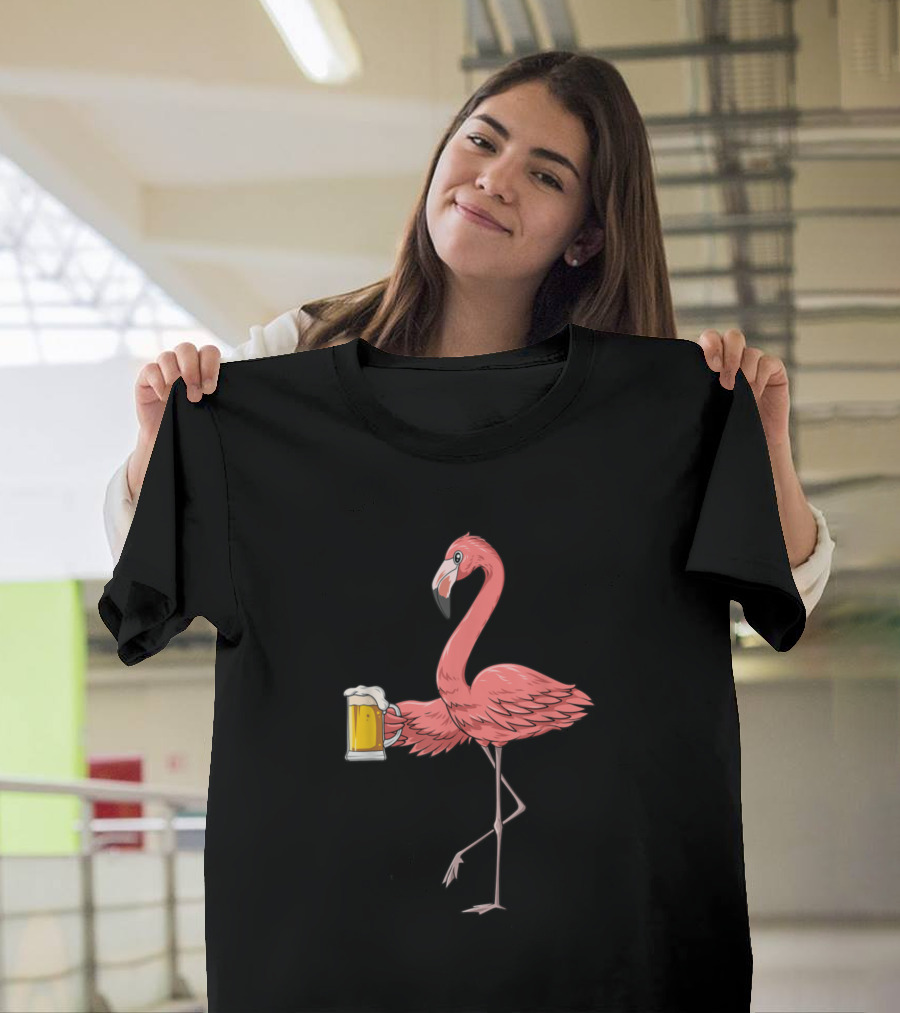 Flamingo Drinking Beer Flamingo Beer Lovers Flamin T-Shirt