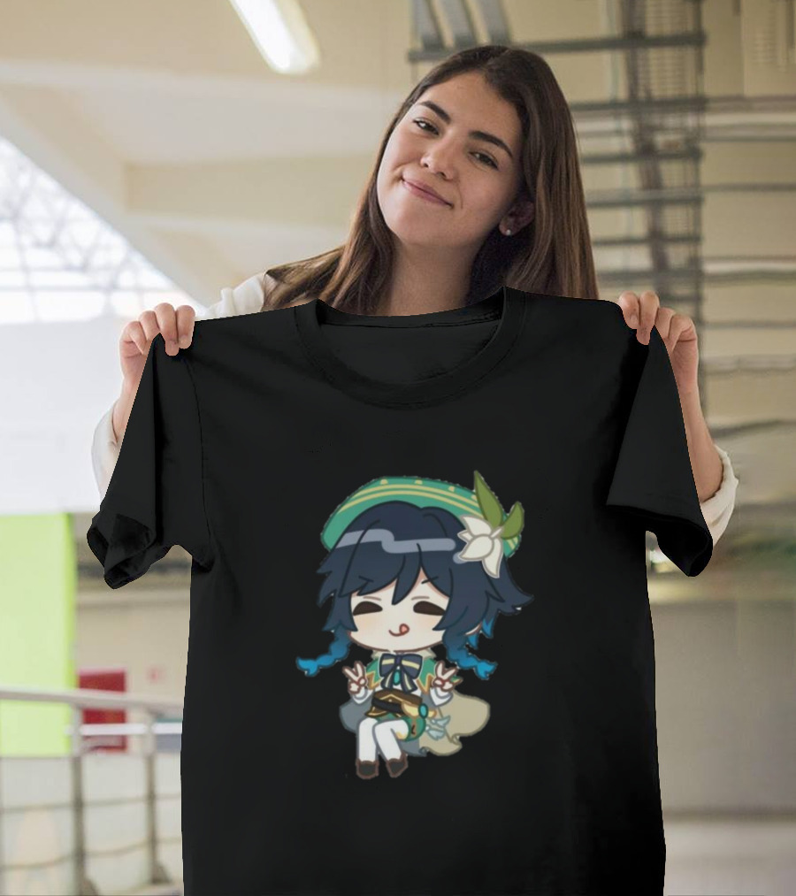 Genshin Impact Venti Chibi Peace Sign T-Shirt