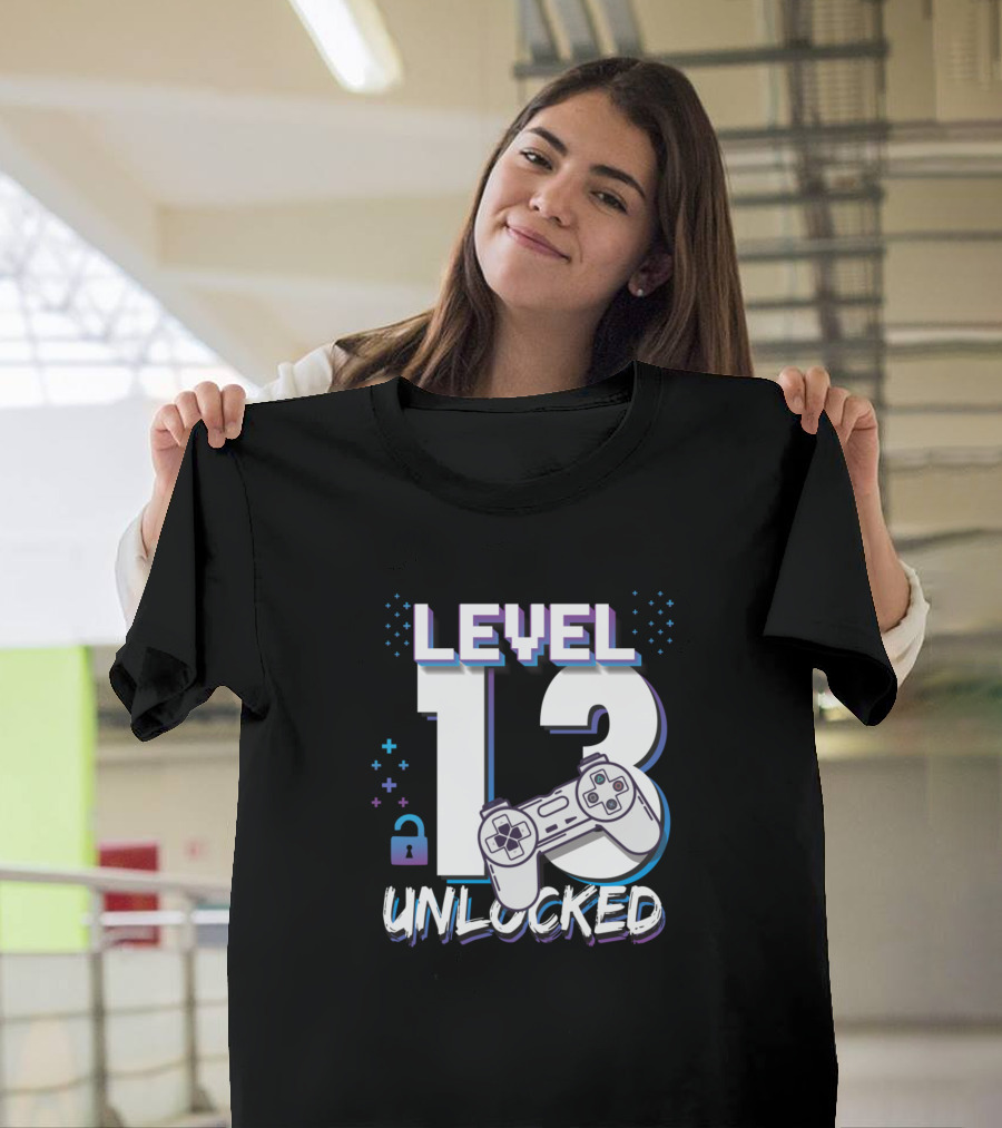 Level 13 Unlocked Birthday Funny Videos Gamers T-Shirt